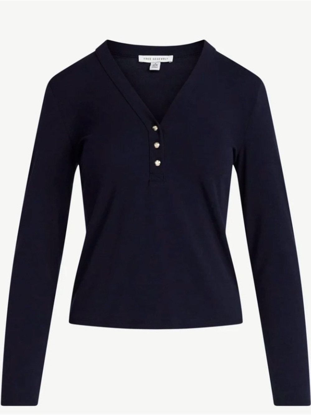 Free Assembly Women's V-Neck Henley with Long Sleeves Size Large